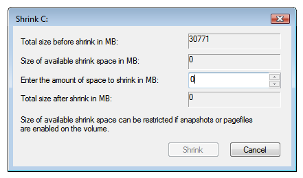 shrink partition